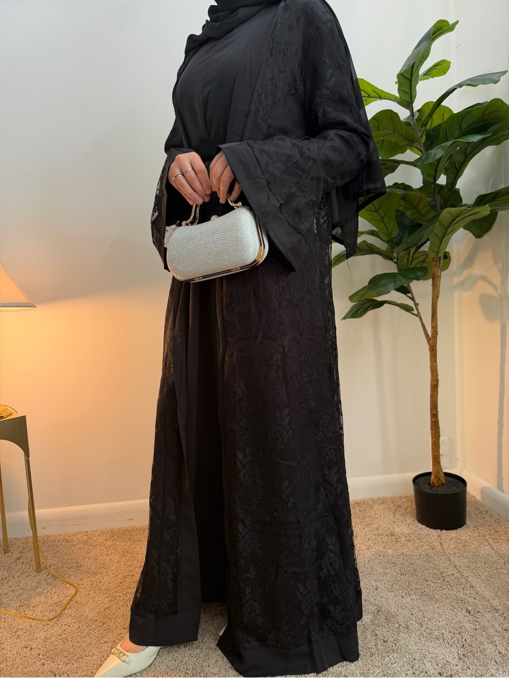 Elegant Black Lace Abaya - Women's Modest